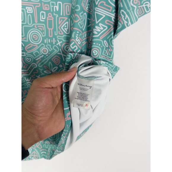 William Murray Golf Polo Shirt Mens L Green Allover Print Performance Short Slee - Picture 6 of 9